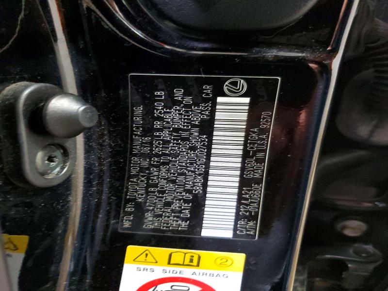 Aukcja sprzedaży 2016 Lexus Es, vin: 58ABK1GG1GU027534, numer aukcji: 51665176