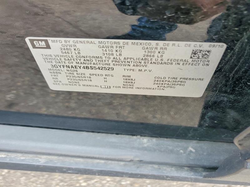 47741376 :رقم المزاد ، 3GYFNAEY4BS542529 vin ، 2011 Cadillac Srx مزاد بيع