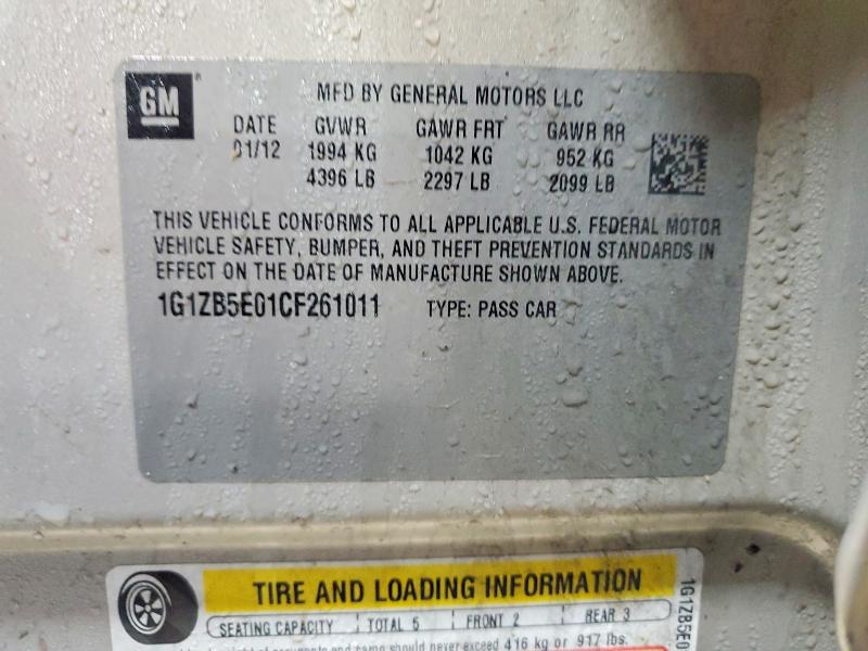 Продажа на аукционе авто 2012 Chevrolet Malibu, vin: 1G1ZB5E01CF261011, номер лота: 48321376