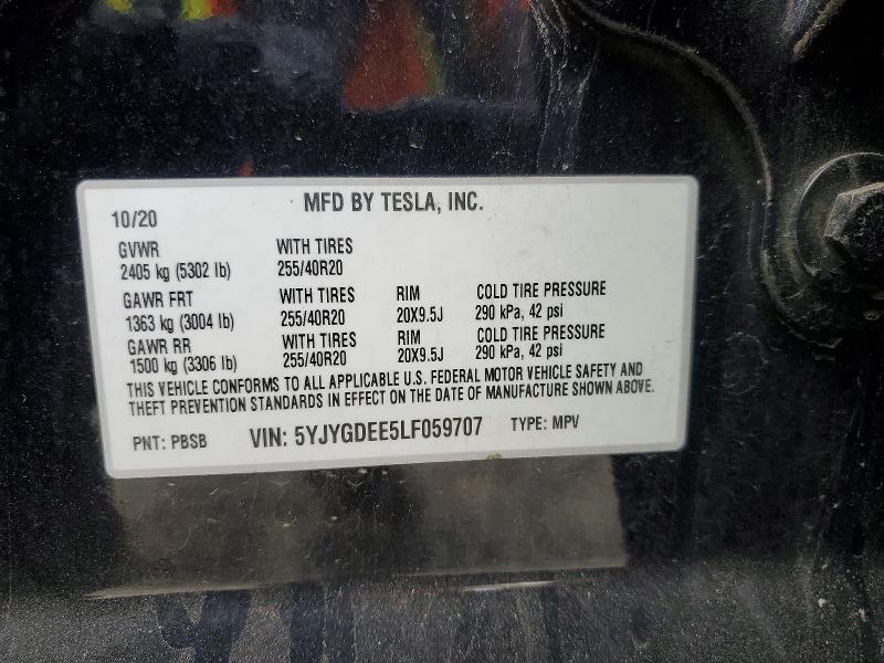 Продаж на аукціоні авто 2020 Tesla Model Y, vin: 5YJYGDEE5LF059707, номер лоту: 46295166