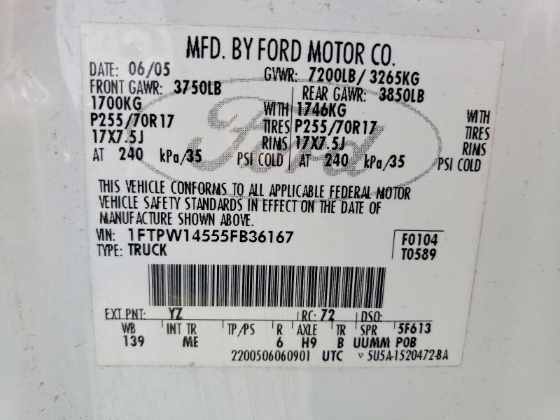 Aukcja sprzedaży 2005 Ford F150, vin: 1FTPW14555FB36167, numer aukcji: 50465336