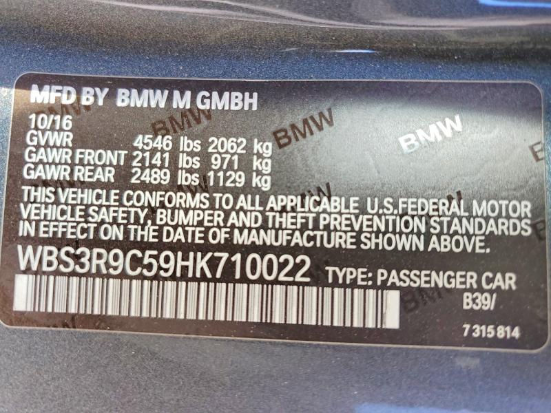 Продаж на аукціоні авто 2017 Bmw M4, vin: WBS3R9C59HK710022, номер лоту: 48229266