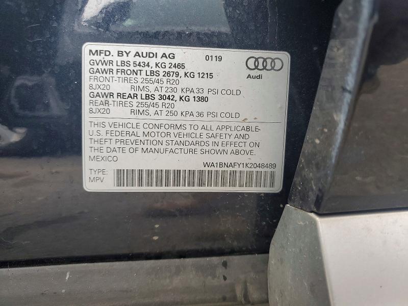 Aukcja sprzedaży 2019 Audi Q5, vin: WA1BNAFY1K2048489, numer aukcji: 48118056