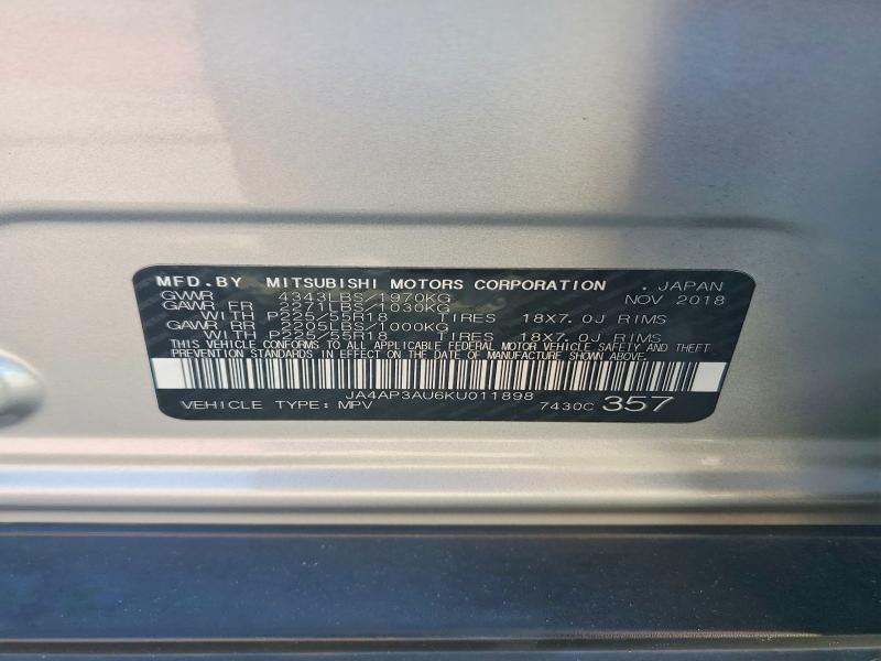 Продаж на аукціоні авто 2019 Mitsubishi Outlander Sport, vin: JA4AP3AU6KU011898, номер лоту: 49243426