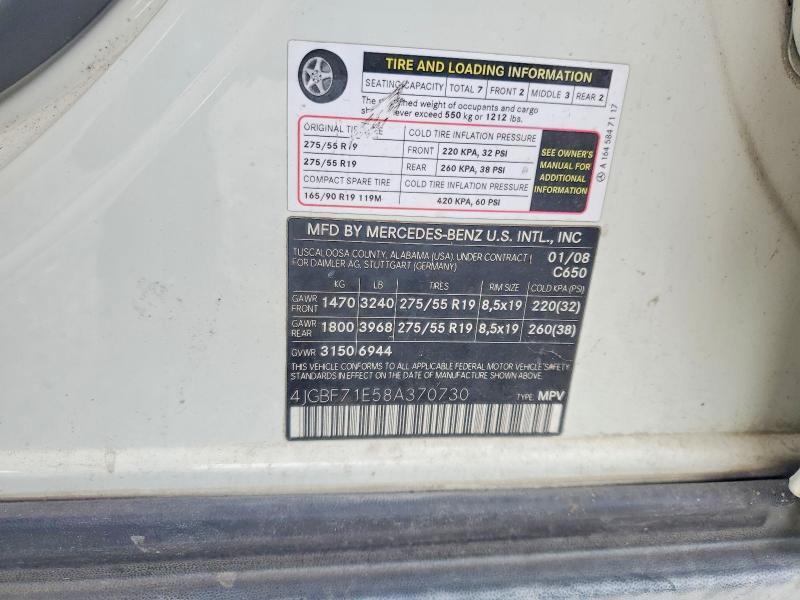 Aukcja sprzedaży 2008 Mercedes-benz Gl, vin: 4JGBF71E58A370730, numer aukcji: 49667926
