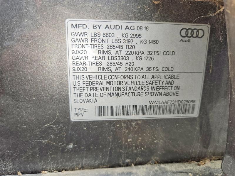 Продажа на аукционе авто 2017 Audi Q7, vin: WA1LAAF73HD028068, номер лота: 46320536