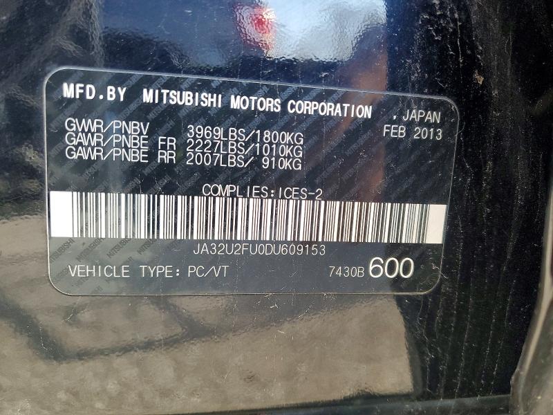Aukcja sprzedaży 2013 Mitsubishi Lancer, vin: JA32U2FU0DU609153, numer aukcji: 46500056