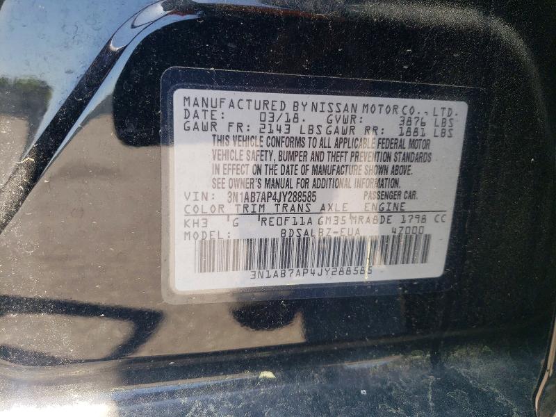 51026936 :رقم المزاد ، 3N1AB7AP4JY288585 vin ، 2018 Nissan Sentra مزاد بيع