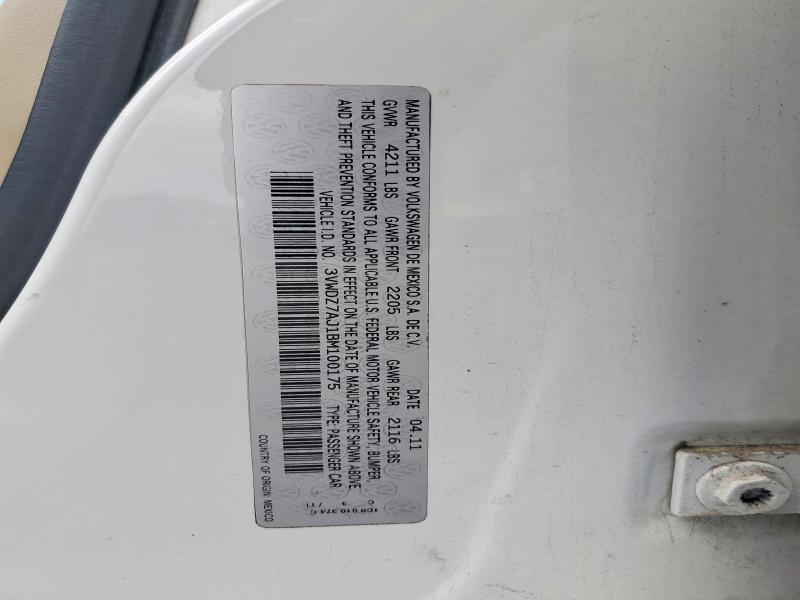 49095466 :رقم المزاد ، 3VWDZ7AJ1BM100175 vin ، 2011 Volkswagen Jetta مزاد بيع