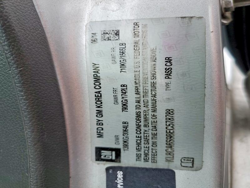 Продаж на аукціоні авто 2014 Chevrolet Spark, vin: KL8CA6S98EC578788, номер лоту: 50002856