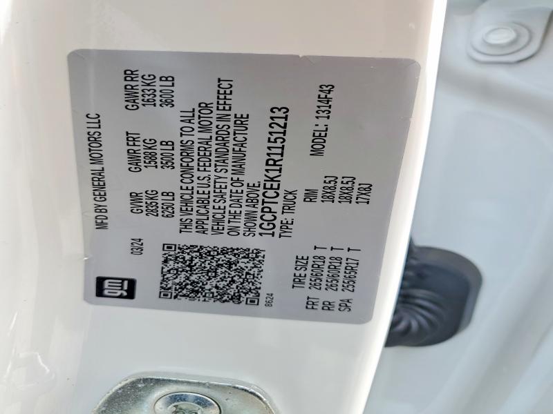 2024 Chevrolet Colorado მანქანა იყიდება აუქციონზე, vin: 1GCPTCEK1R1151213, აუქციონის ნომერი: 51789236