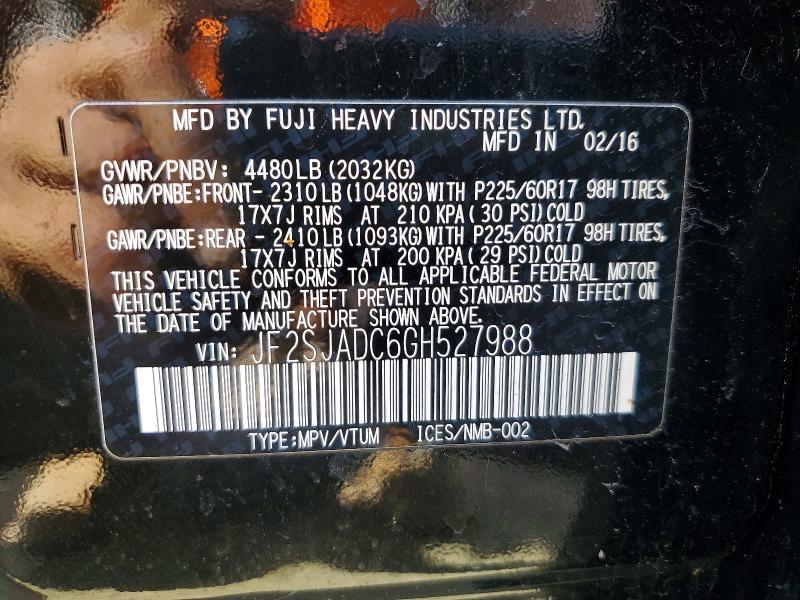 Продажа на аукционе авто 2016 Subaru Forester, vin: JF2SJADC6GH527988, номер лота: 50782326