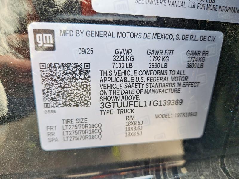 2026 Gmc Sierra მანქანა იყიდება აუქციონზე, vin: 3GTUUFEL1TG139369, აუქციონის ნომერი: 50136866