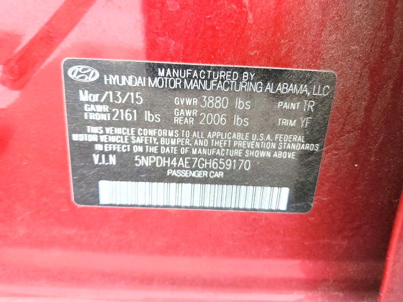 Aukcja sprzedaży 2016 Hyundai Elantra, vin: 5NPDH4AE7GH659170, numer aukcji: 51888626