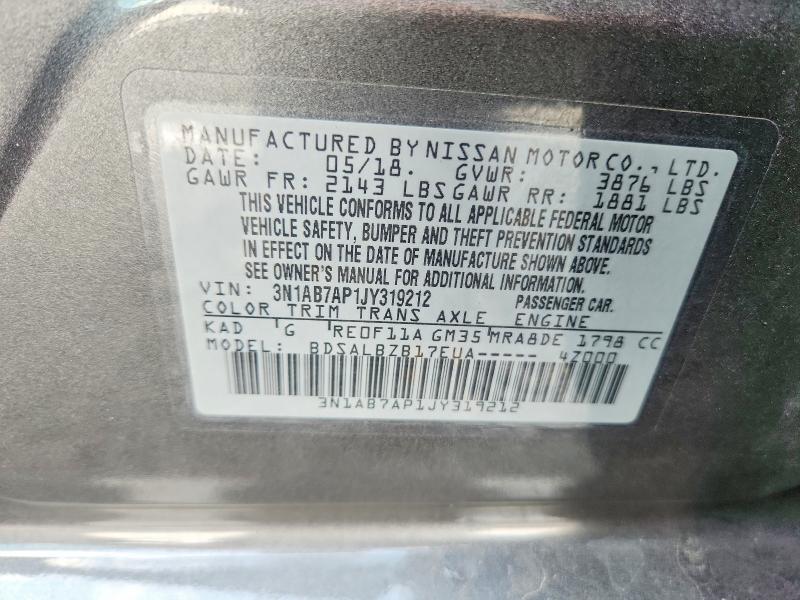 Продаж на аукціоні авто 2018 Nissan Sentra, vin: 3N1AB7AP1JY319212, номер лоту: 49594576