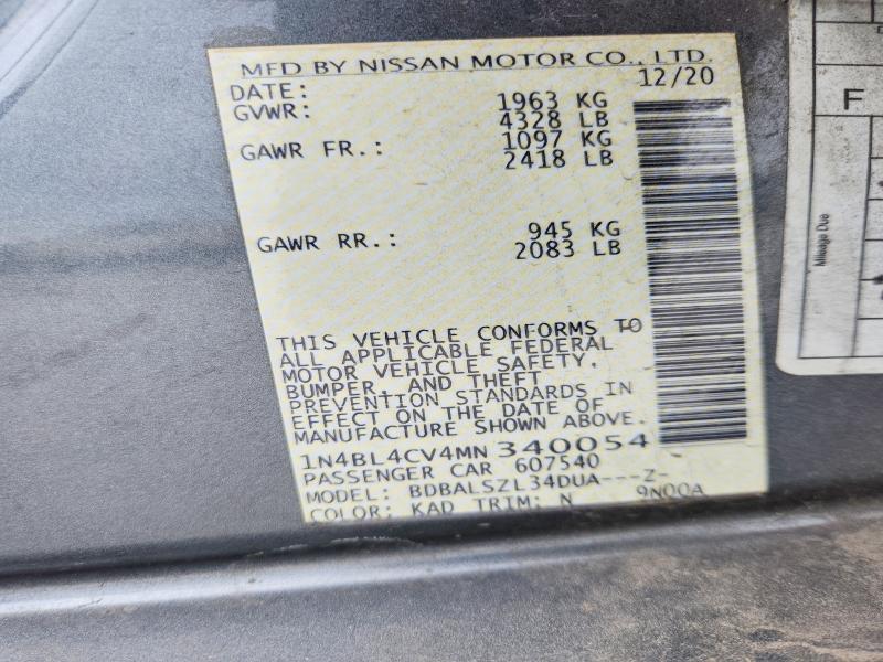 48402646 :رقم المزاد ، 1N4BL4CV4MN340054 vin ، 2021 Nissan Altima مزاد بيع