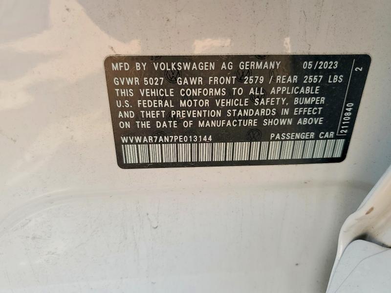2023 Volkswagen Arteon მანქანა იყიდება აუქციონზე, vin: WVWAR7AN7PE013144, აუქციონის ნომერი: 51084346