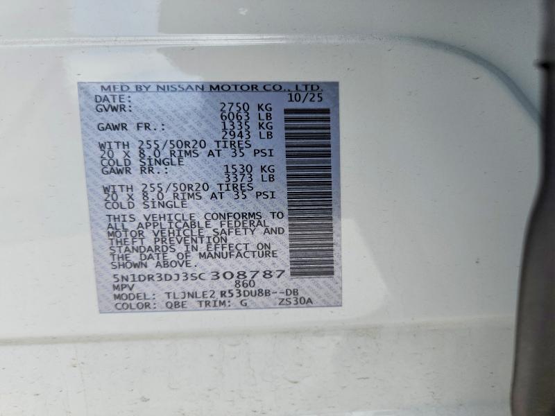 Продажа на аукционе авто 2025 Nissan Pathfinder, vin: 5N1DR3DJ3SC308787, номер лота: 51484836