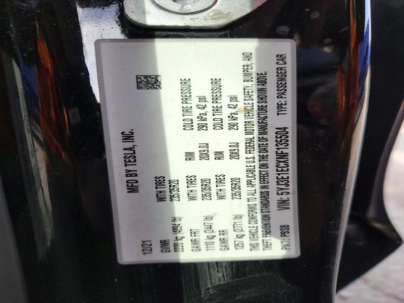 Продаж на аукціоні авто 2022 Tesla Model 3, vin: 5YJ3E1ECXNF135504, номер лоту: 48675536