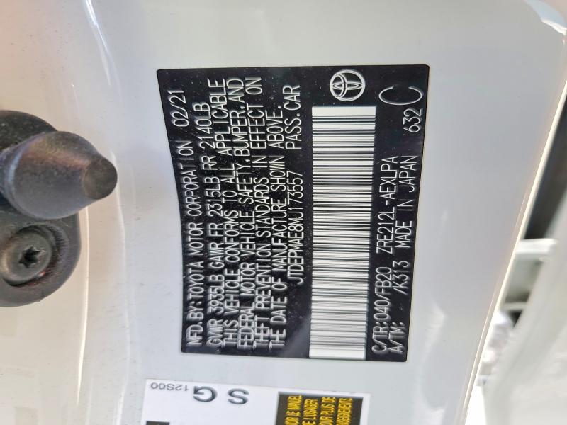 Aukcja sprzedaży 2021 Toyota Corolla, vin: JTDEPMAE8MJ173557, numer aukcji: 51203516