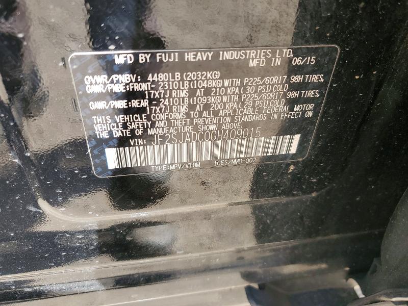 Продаж на аукціоні авто 2016 Subaru Forester, vin: JF2SJADC0GH409015, номер лоту: 49839476