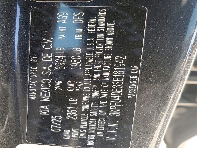 48054286 :رقم المزاد ، 3KPFU4DE3SE181942 vin ، 2025 Kia K4 مزاد بيع