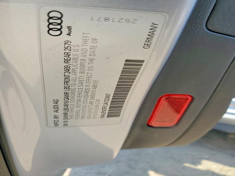 Aukcja sprzedaży 2018 Audi A5, vin: WAUENCF51JA122497, numer aukcji: 50476106