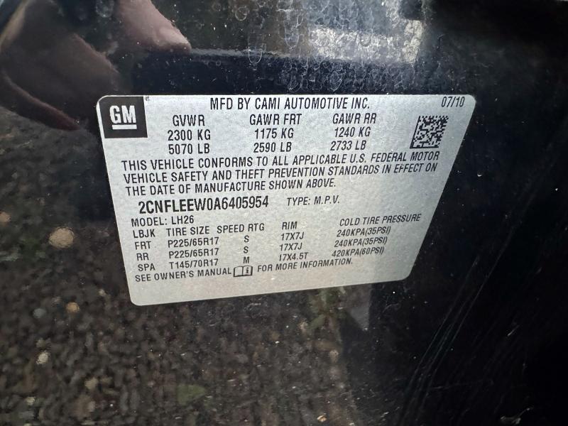 Aukcja sprzedaży 2010 Chevrolet Equinox, vin: 2CNFLEEW0A6405954, numer aukcji: 51031846