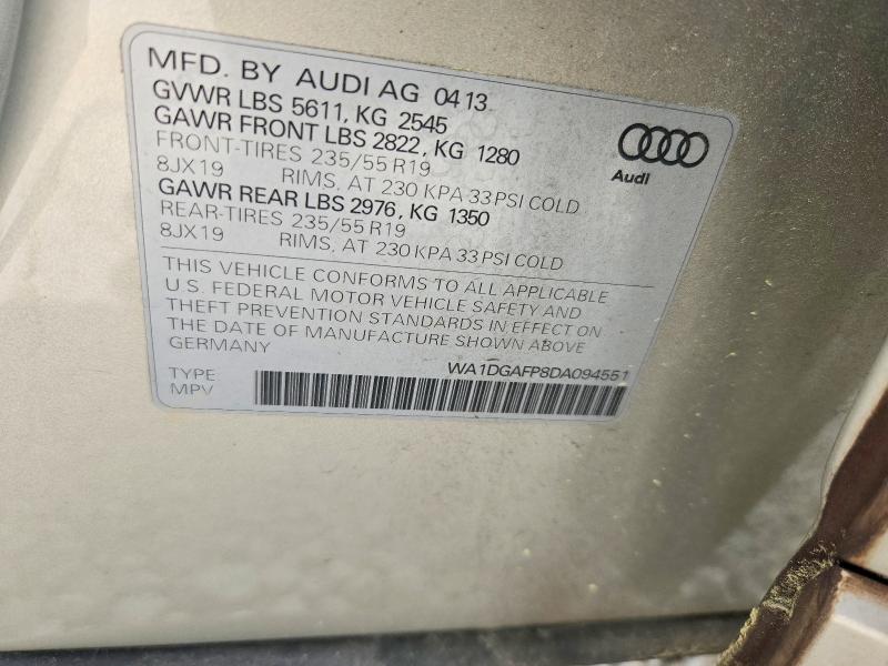 45762806 :رقم المزاد ، WA1DGAFP8DA094551 vin ، 2013 Audi Q5 مزاد بيع