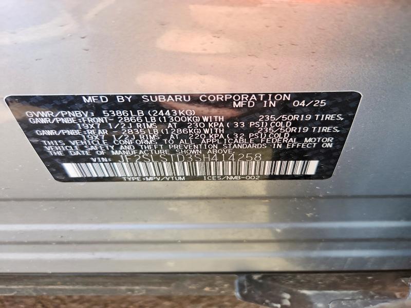 Продажа на аукционе авто 2025 Subaru Forester, vin: JF2SLSTD3SH414258, номер лота: 50337666