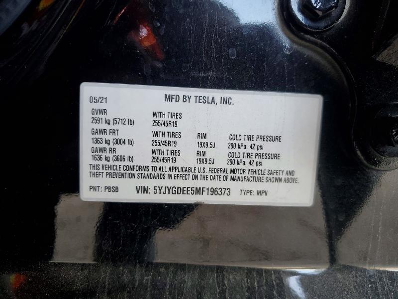 Aukcja sprzedaży 2021 Tesla Model Y, vin: 5YJYGDEE5MF196373, numer aukcji: 51162766