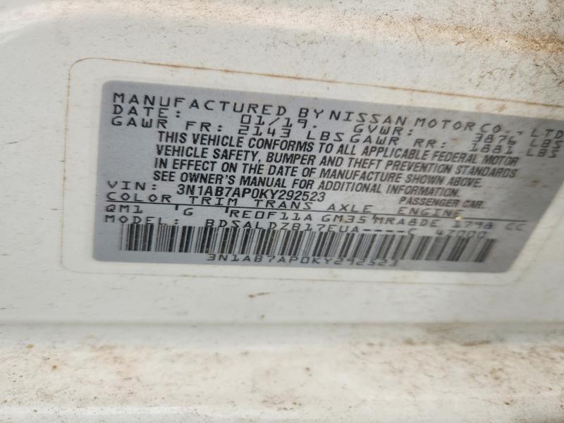 2019 Nissan Sentra მანქანა იყიდება აუქციონზე, vin: 3N1AB7AP0KY292523, აუქციონის ნომერი: 49546936
