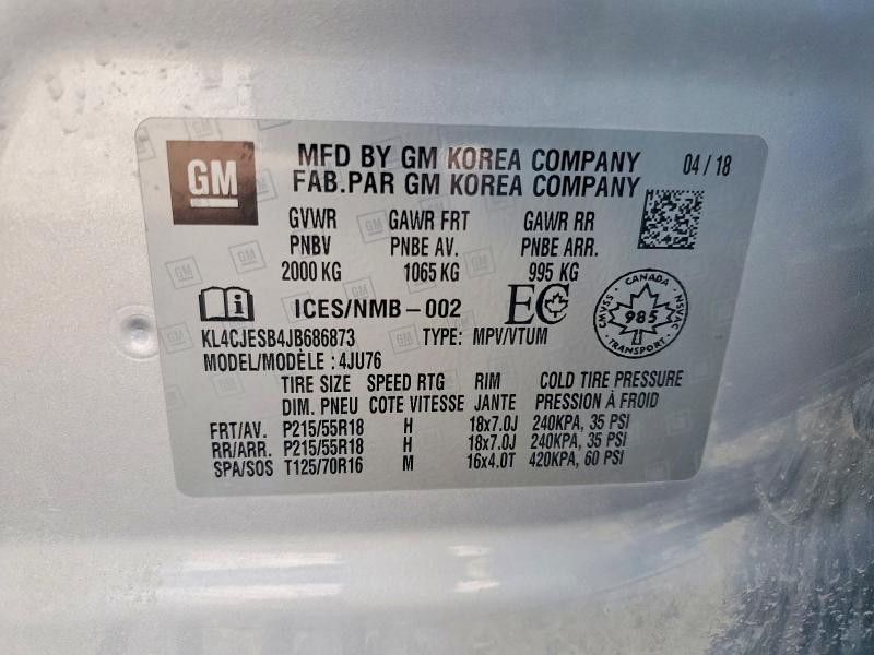 Aukcja sprzedaży 2018 Buick Encore, vin: KL4CJESB4JB686873, numer aukcji: 49402966