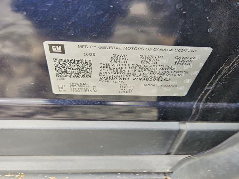 2021 Chevrolet Equinox მანქანა იყიდება აუქციონზე, vin: 2GNAXKEV0M6106162, აუქციონის ნომერი: 51820366
