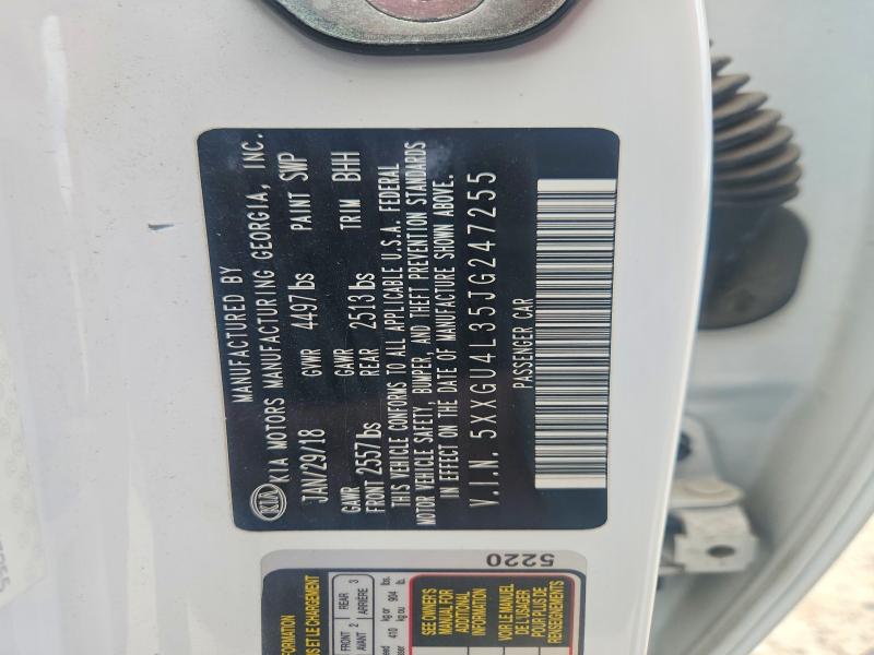 2018 Kia Optima მანქანა იყიდება აუქციონზე, vin: 5XXGU4L35JG247255, აუქციონის ნომერი: 49117496