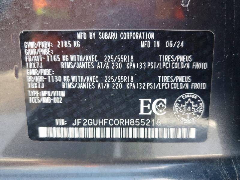 Продаж на аукціоні авто 2024 Subaru Crosstrek, vin: JF2GUHFC0RH855218, номер лоту: 50066556
