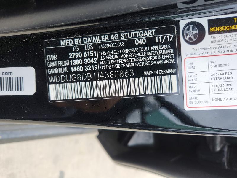 Auction sale of the 2018 Mercedes-benz S, vin: WDDUG8DB1JA380863, lot number: 48691406