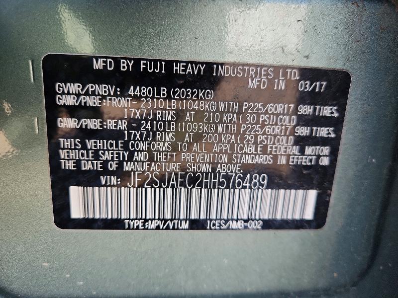 Продажа на аукционе авто 2017 Subaru Forester, vin: JF2SJAEC2HH576489, номер лота: 51713326