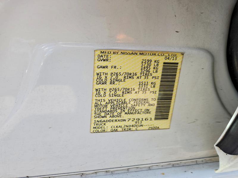 51844106 :رقم المزاد ، 1N6AD0ERXDN729161 vin ، 2013 Nissan Frontier مزاد بيع