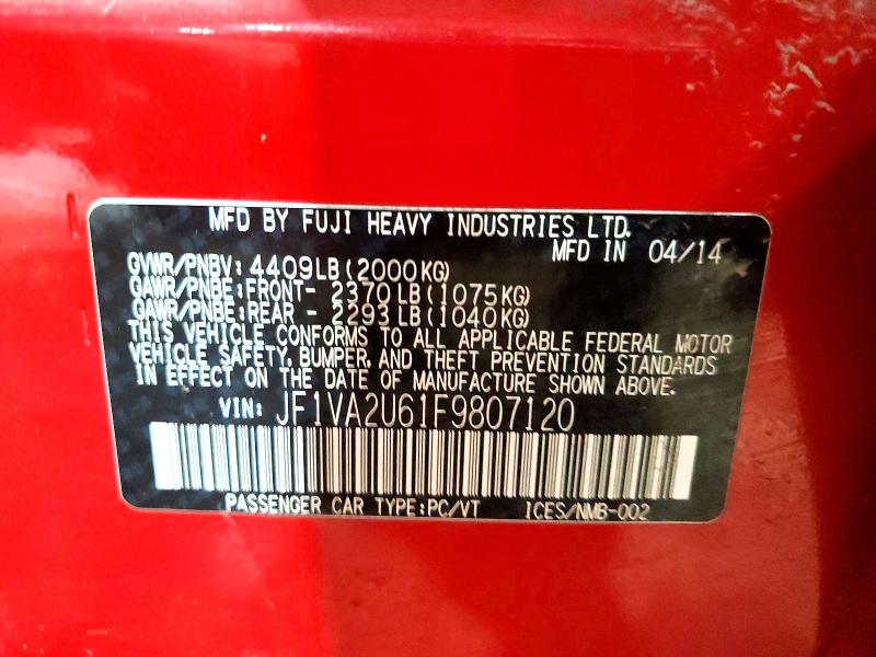 48479636 :رقم المزاد ، JF1VA2U61F9807120 vin ، 2015 Subaru Wrx مزاد بيع
