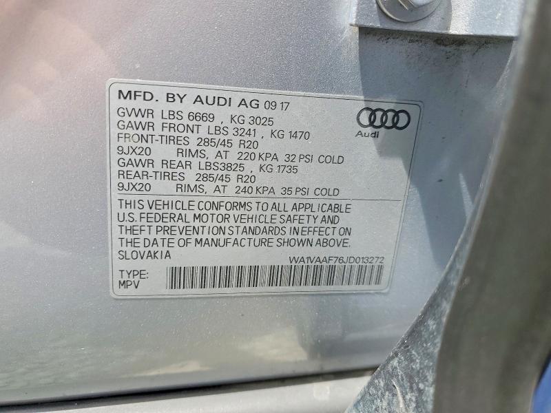 Продаж на аукціоні авто 2018 Audi Q7, vin: WA1VAAF76JD013272, номер лоту: 52087706