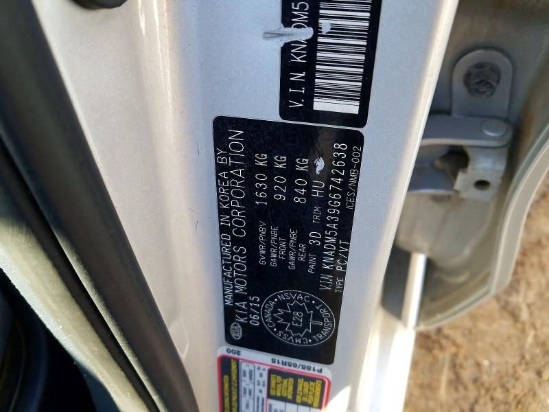 50576366 :رقم المزاد ، KNADM5A39G6742638 vin ، 2016 Kia Rio مزاد بيع