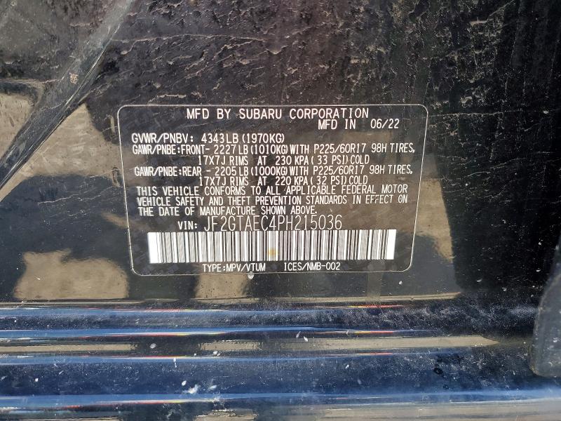 2023 Subaru Crosstrek მანქანა იყიდება აუქციონზე, vin: JF2GTAEC4PH215036, აუქციონის ნომერი: 50068106