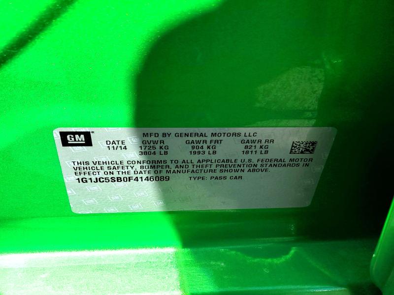 51816296 :رقم المزاد ، 1G1JC5SB0F4146089 vin ، 2015 Chevrolet Sonic مزاد بيع
