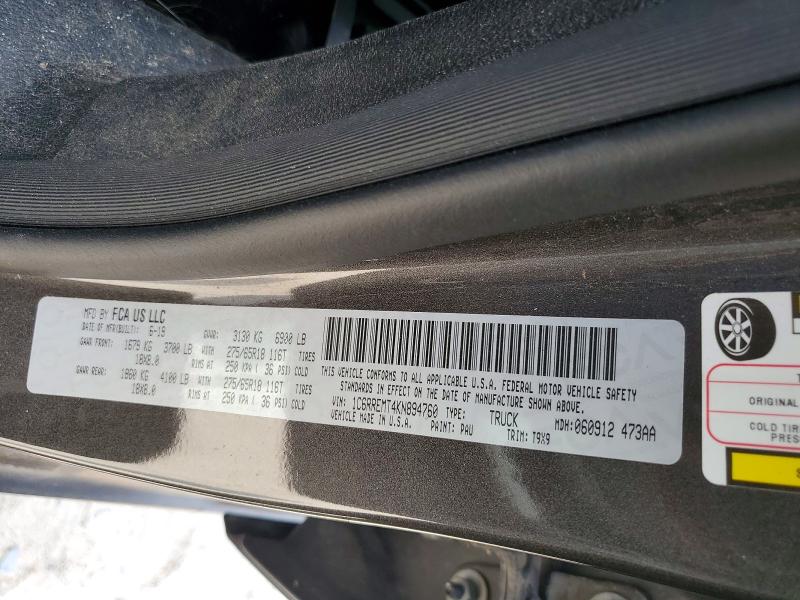 Продаж на аукціоні авто 2019 Ram 1500, vin: 1C6RREMT4KN894760, номер лоту: 51467486