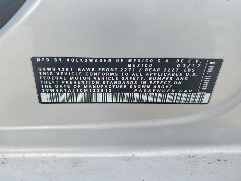 49952976 :رقم المزاد ، 3VW4A7AJ1CM123612 vin ، 2012 Volkswagen Jetta مزاد بيع