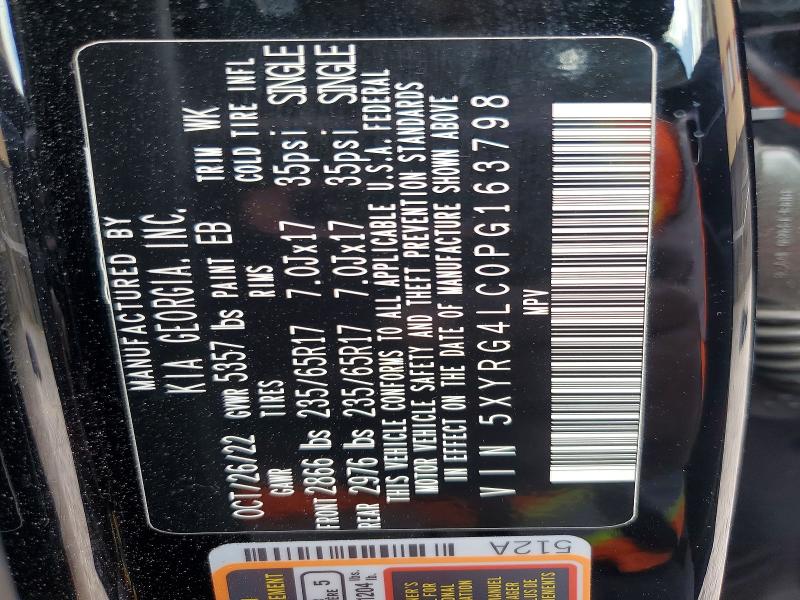 2023 Kia Sorento მანქანა იყიდება აუქციონზე, vin: 5XYRG4LC0PG163798, აუქციონის ნომერი: 51073786