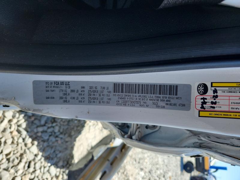 49727536 :رقم المزاد ، 1C6SRFFT5KN575579 vin ، 2019 Ram 1500 مزاد بيع