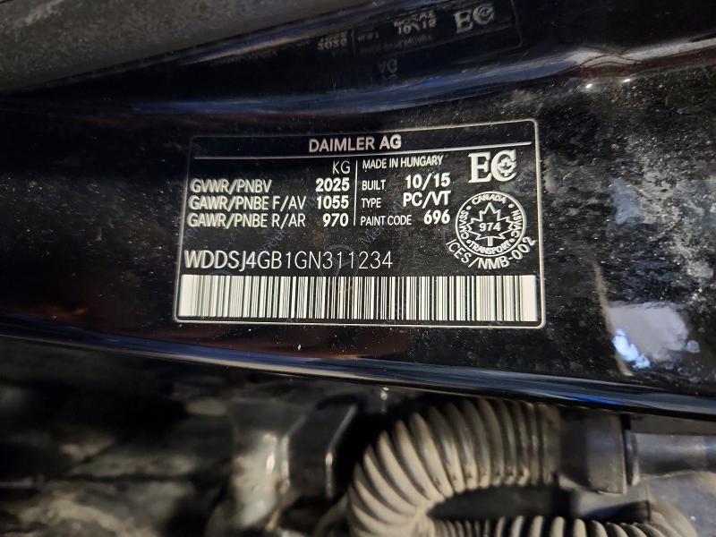 Aukcja sprzedaży 2016 Mercedes-benz Cla, vin: WDDSJ4GB1GN311234, numer aukcji: 50912406