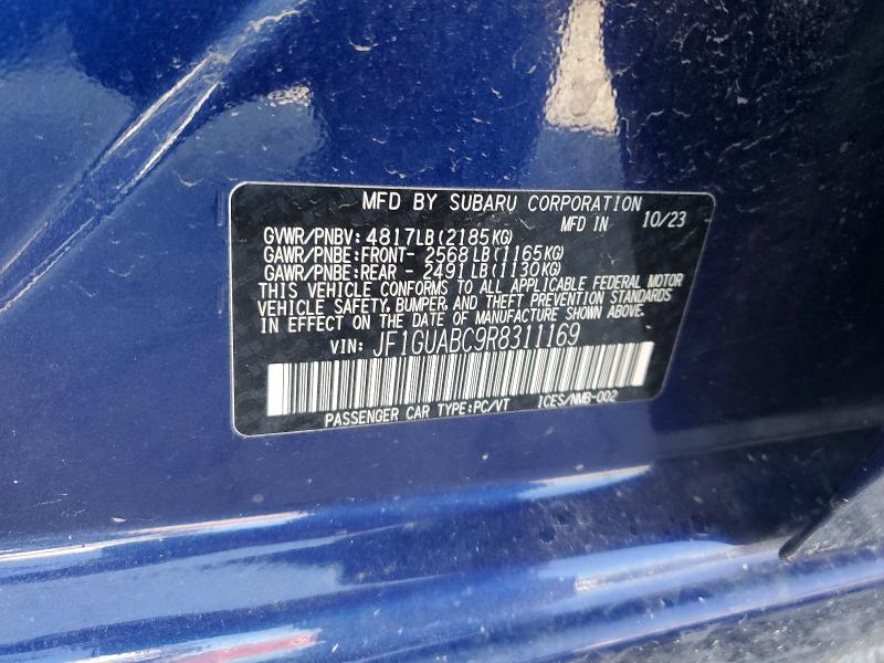 Продажа на аукционе авто 2024 Subaru Impreza, vin: JF1GUABC9R8311169, номер лота: 50413396
